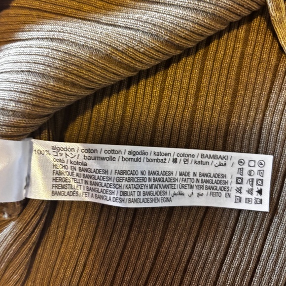 Zara light brown khaki laced cut out long sleeves ribbed cotton NWT - Picture 11 of 15